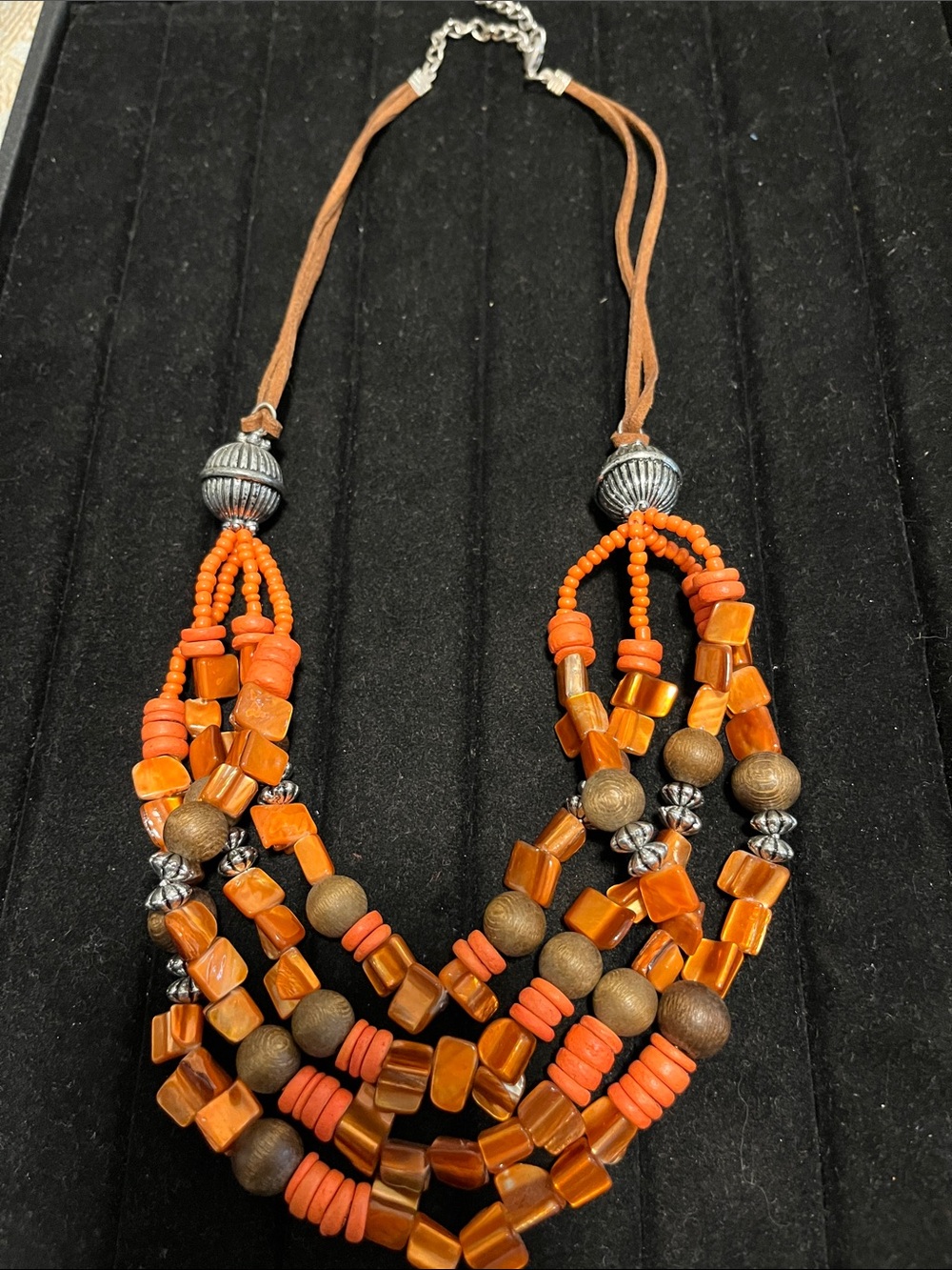 L👀K 3 for $10 Handcrafted Orange Multi-Strand Beaded Necklace